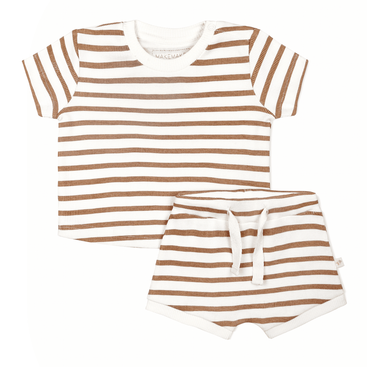 Organic Tee and  Shorties Set - Stripes